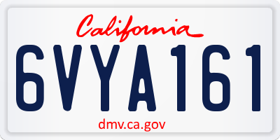 CA license plate 6VYA161