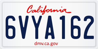 CA license plate 6VYA162