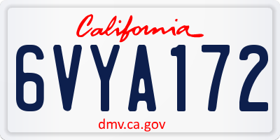 CA license plate 6VYA172