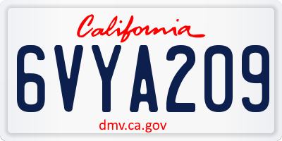 CA license plate 6VYA209