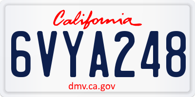 CA license plate 6VYA248