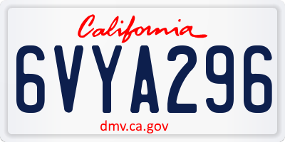 CA license plate 6VYA296