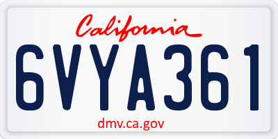 CA license plate 6VYA361