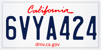 CA license plate 6VYA424