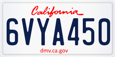 CA license plate 6VYA450