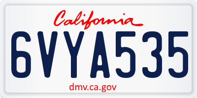 CA license plate 6VYA535