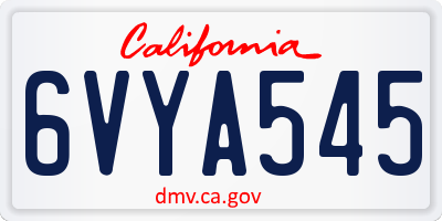 CA license plate 6VYA545