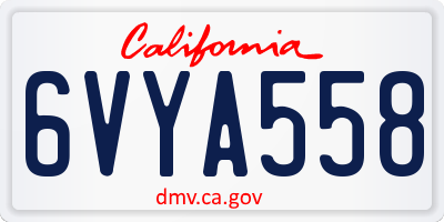 CA license plate 6VYA558