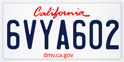 CA license plate 6VYA602