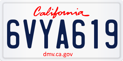 CA license plate 6VYA619