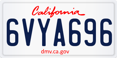 CA license plate 6VYA696