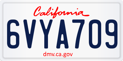 CA license plate 6VYA709