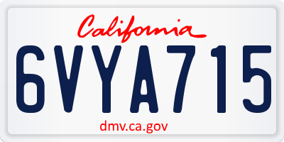 CA license plate 6VYA715