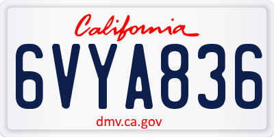 CA license plate 6VYA836