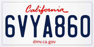 CA license plate 6VYA860