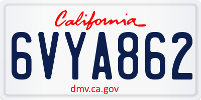 CA license plate 6VYA862