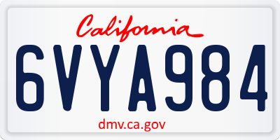 CA license plate 6VYA984