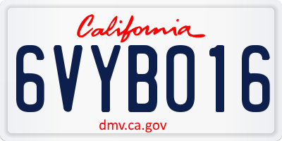 CA license plate 6VYB016