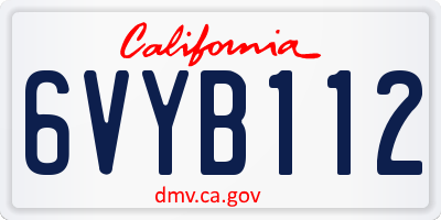 CA license plate 6VYB112