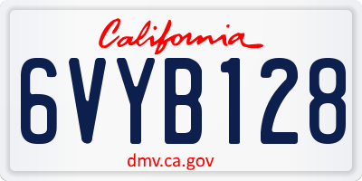 CA license plate 6VYB128