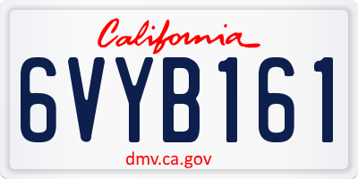 CA license plate 6VYB161