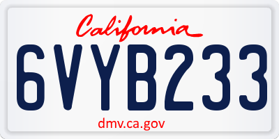 CA license plate 6VYB233
