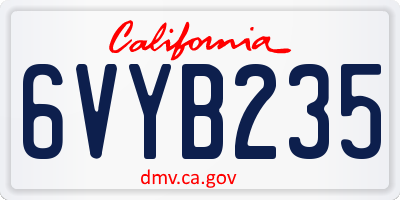 CA license plate 6VYB235