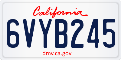 CA license plate 6VYB245