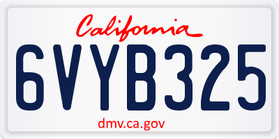 CA license plate 6VYB325