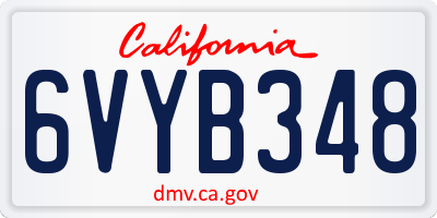 CA license plate 6VYB348