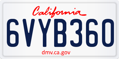 CA license plate 6VYB360