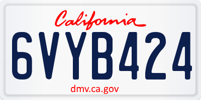 CA license plate 6VYB424