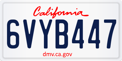 CA license plate 6VYB447