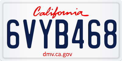 CA license plate 6VYB468
