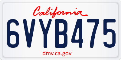 CA license plate 6VYB475