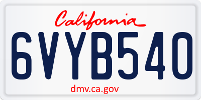 CA license plate 6VYB540