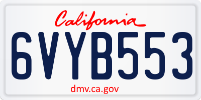 CA license plate 6VYB553