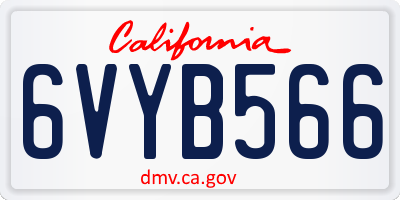 CA license plate 6VYB566