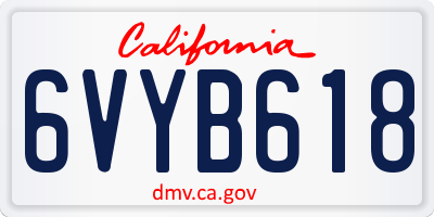 CA license plate 6VYB618