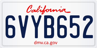 CA license plate 6VYB652