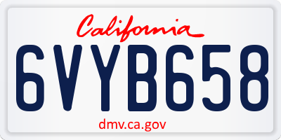 CA license plate 6VYB658
