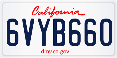 CA license plate 6VYB660