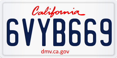 CA license plate 6VYB669