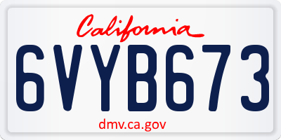 CA license plate 6VYB673