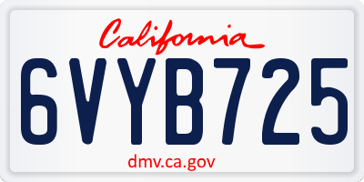 CA license plate 6VYB725