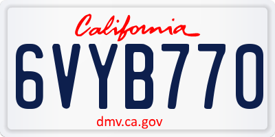 CA license plate 6VYB770