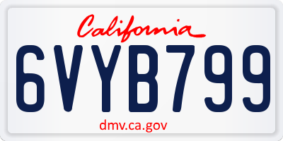 CA license plate 6VYB799