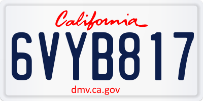 CA license plate 6VYB817