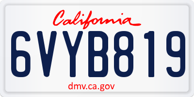 CA license plate 6VYB819