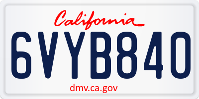 CA license plate 6VYB840